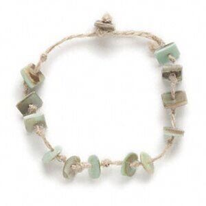 Handcrafted Philippines Abalone Shell Hemp Cord Knotted Button Clasp Bracelet
